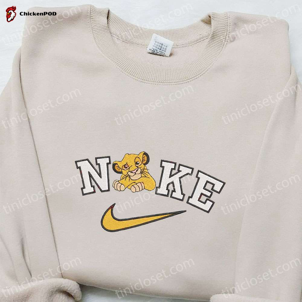 Simba x Nike Cartoon Embroidered Sweatshirt: Disney Characters & Custom Shirt