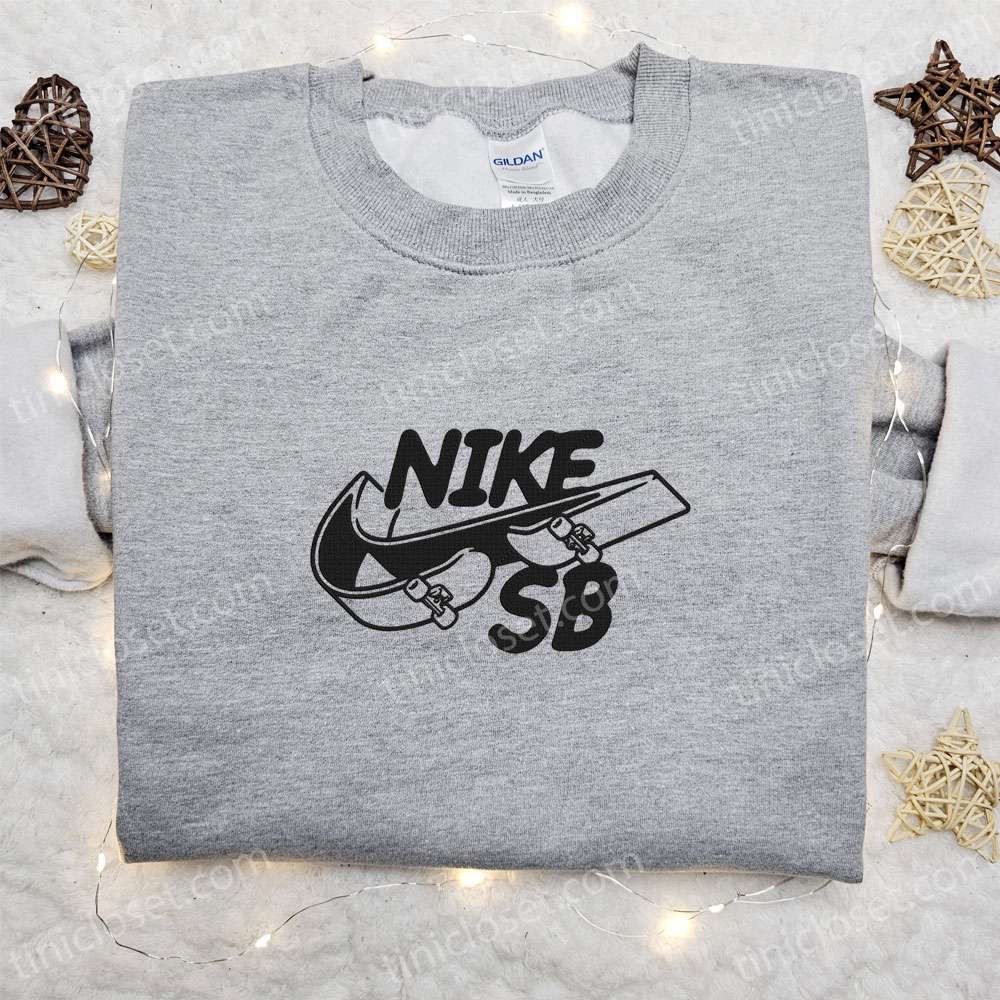 Skateboard x Swoosh Embroidered Sweatshirt: Nike Inspired Shirt Perfect Family Gift