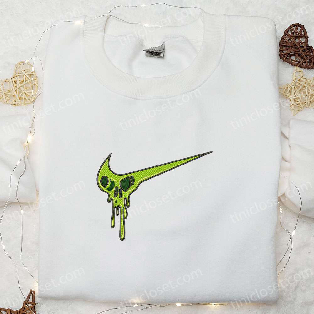 Spooky Skull Melt x Nike Embroidered Sweatshirt – Unique Halloween Gift for Family