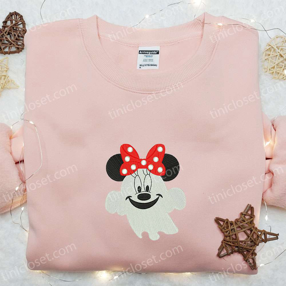 Spooktacular Smiling Boo Minnie Embroidered Shirt: The Best Disney Halloween Gift for Family