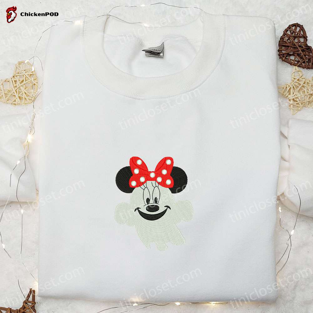 Spooktacular Smiling Boo Minnie Embroidered Shirt: The Best Disney Halloween Gift for Family