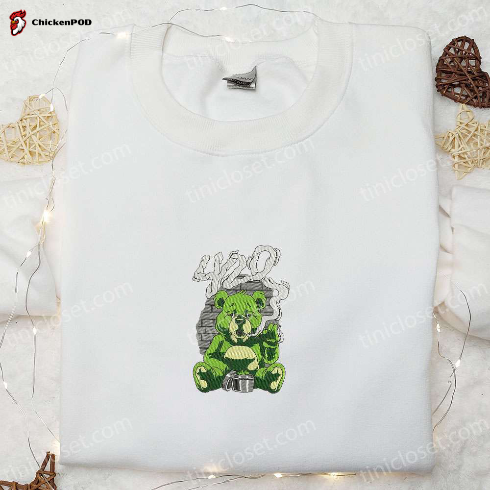 Smoking Bear Embroidered Shirt: Cool Best Family Gifts