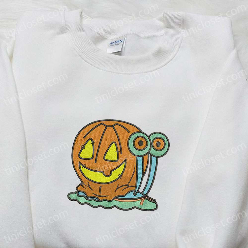 Spooky Snail Pumpkin Embroidered T-shirt & Hoodie: Best Halloween Gift Ideas for Family