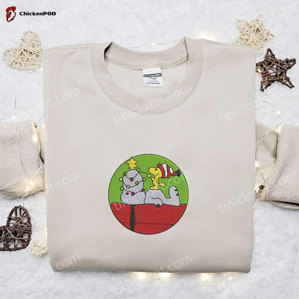 Snoopy & Woodstock Xmas Shirt & Hoodie: Best Family Gifts Embroidered Christmas Attire