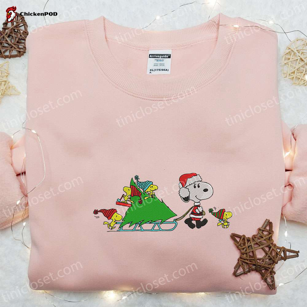 Snoopy and Woodstocks Christmas Shirt Peanuts Cartoon Hoodie Embroidered Sweatshirt