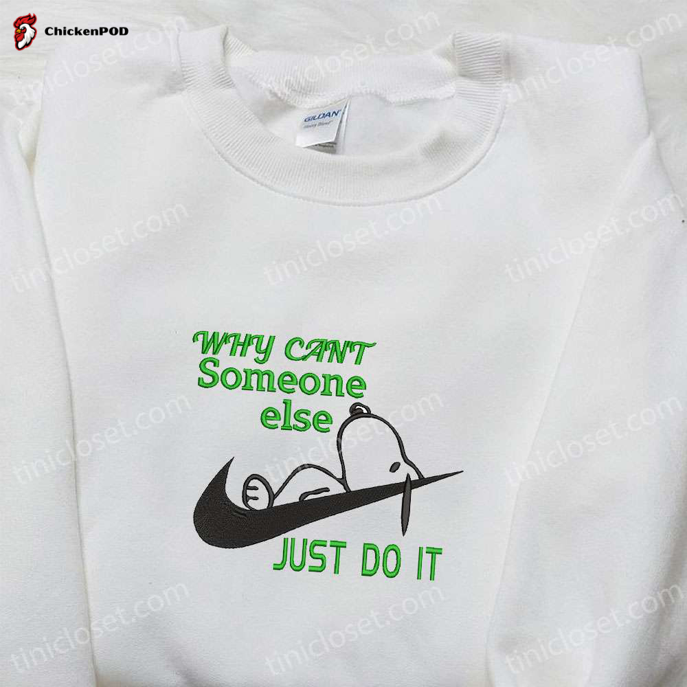 Snoopy Just Do It x Nike Embroidered Tshirt – Nike Inspired Shirt Perfect Family Gift