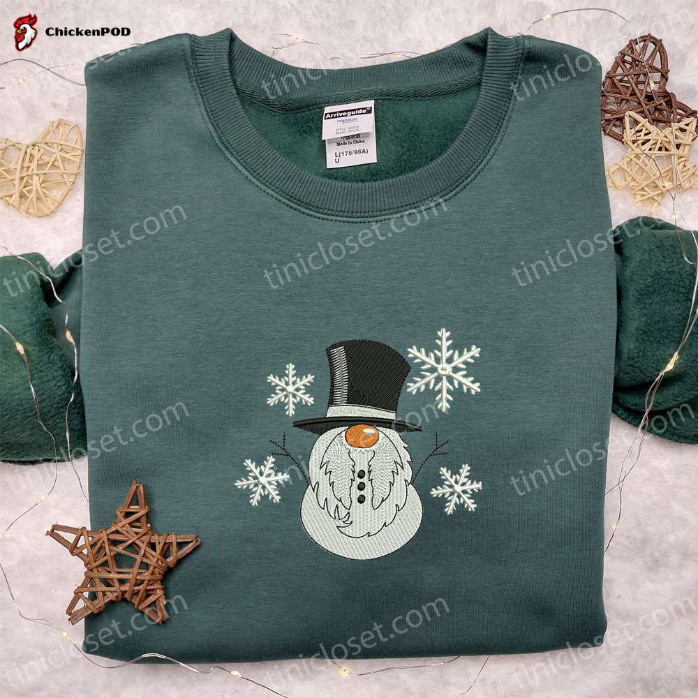 Snowman Gnome Embroidered Shirt & Christmas Hoodie: Perfect Family Gifts