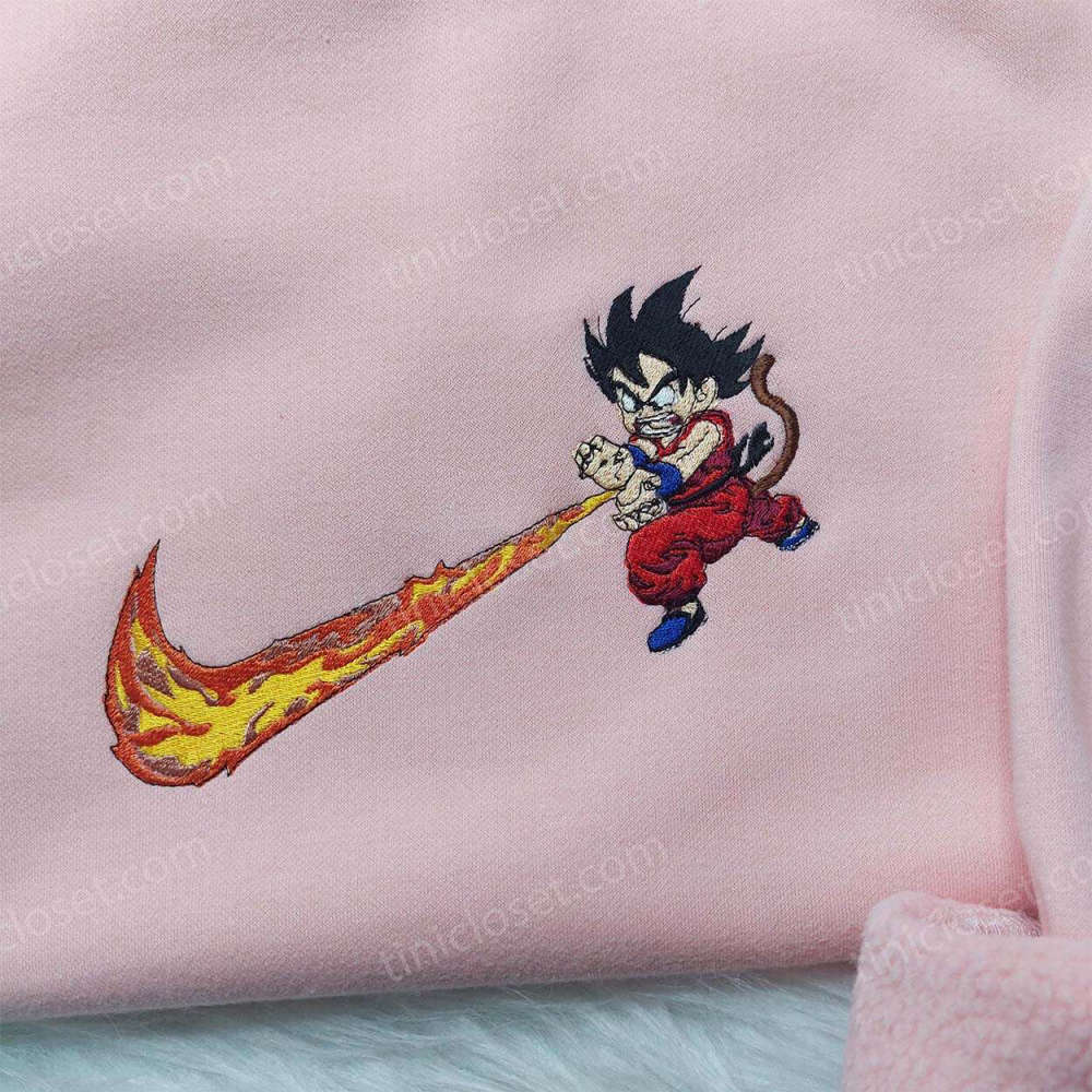 Anime Inspired Embroidered Shirts: Songoku Nike Tee Dragon Ball Sweatshirt & Hoodie