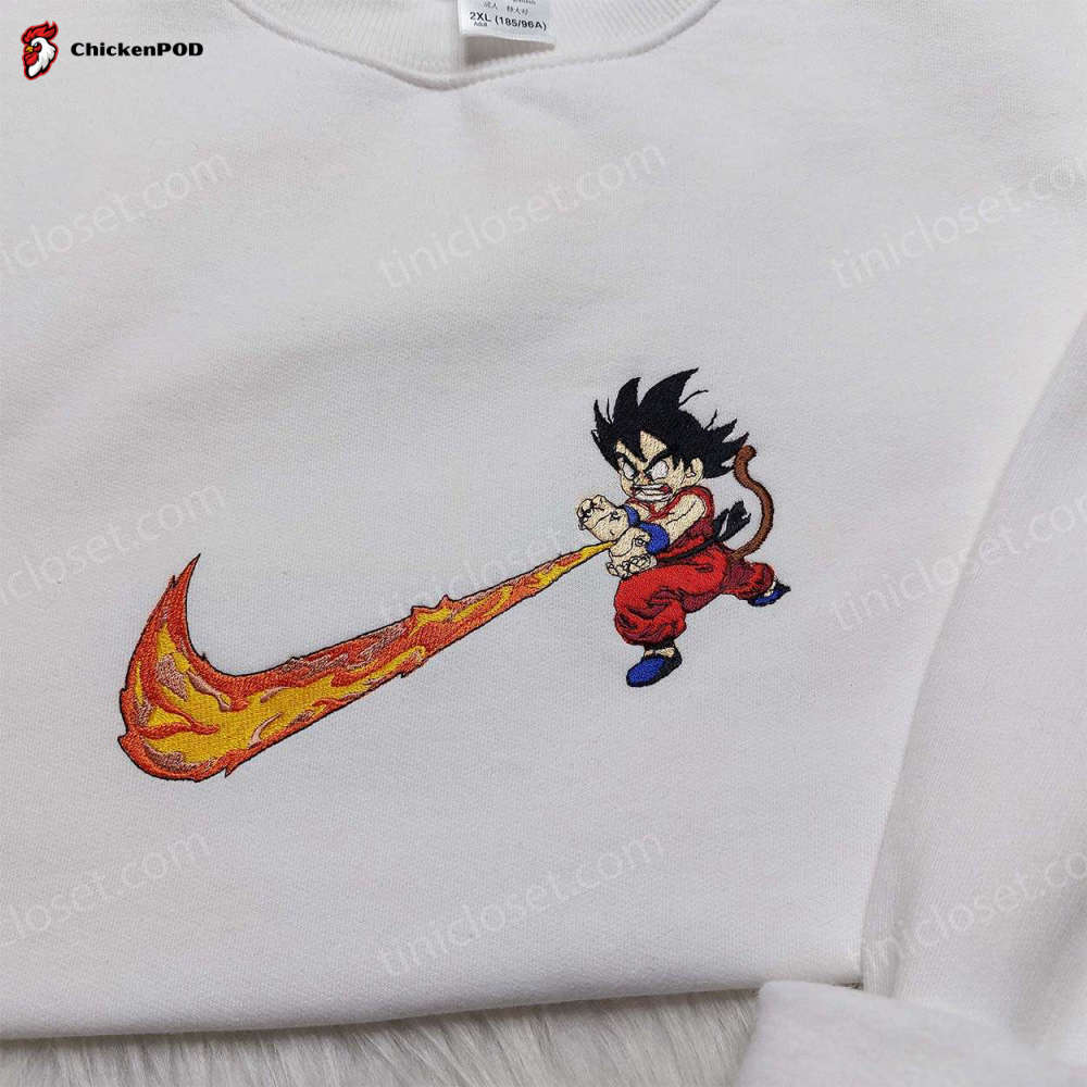 Anime Inspired Embroidered Shirts: Songoku Nike Tee Dragon Ball Sweatshirt & Hoodie