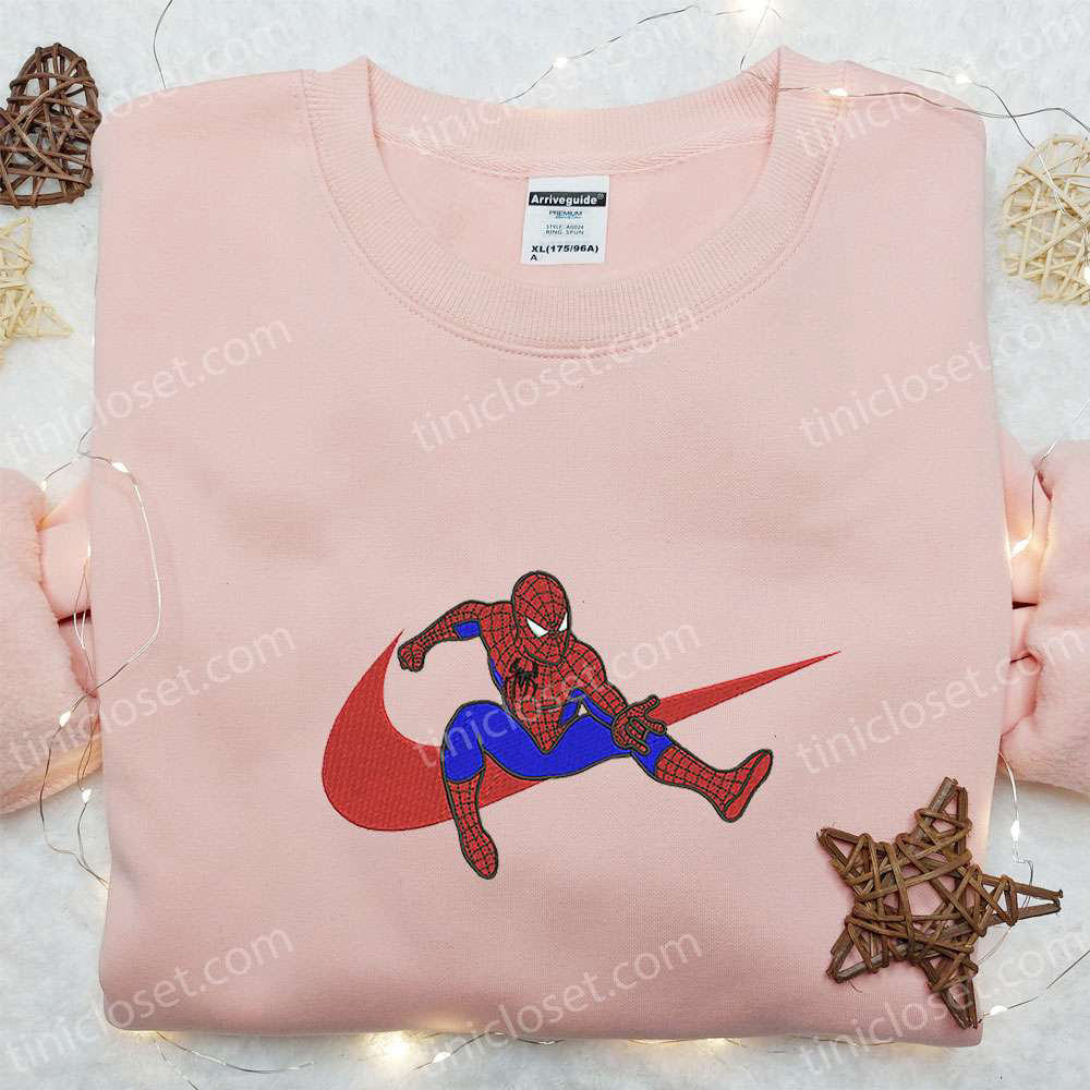 Spider-Man x Swoosh Movie Embroidered Sweatshirt: Marvel Cinematic Universe Custom Shirt