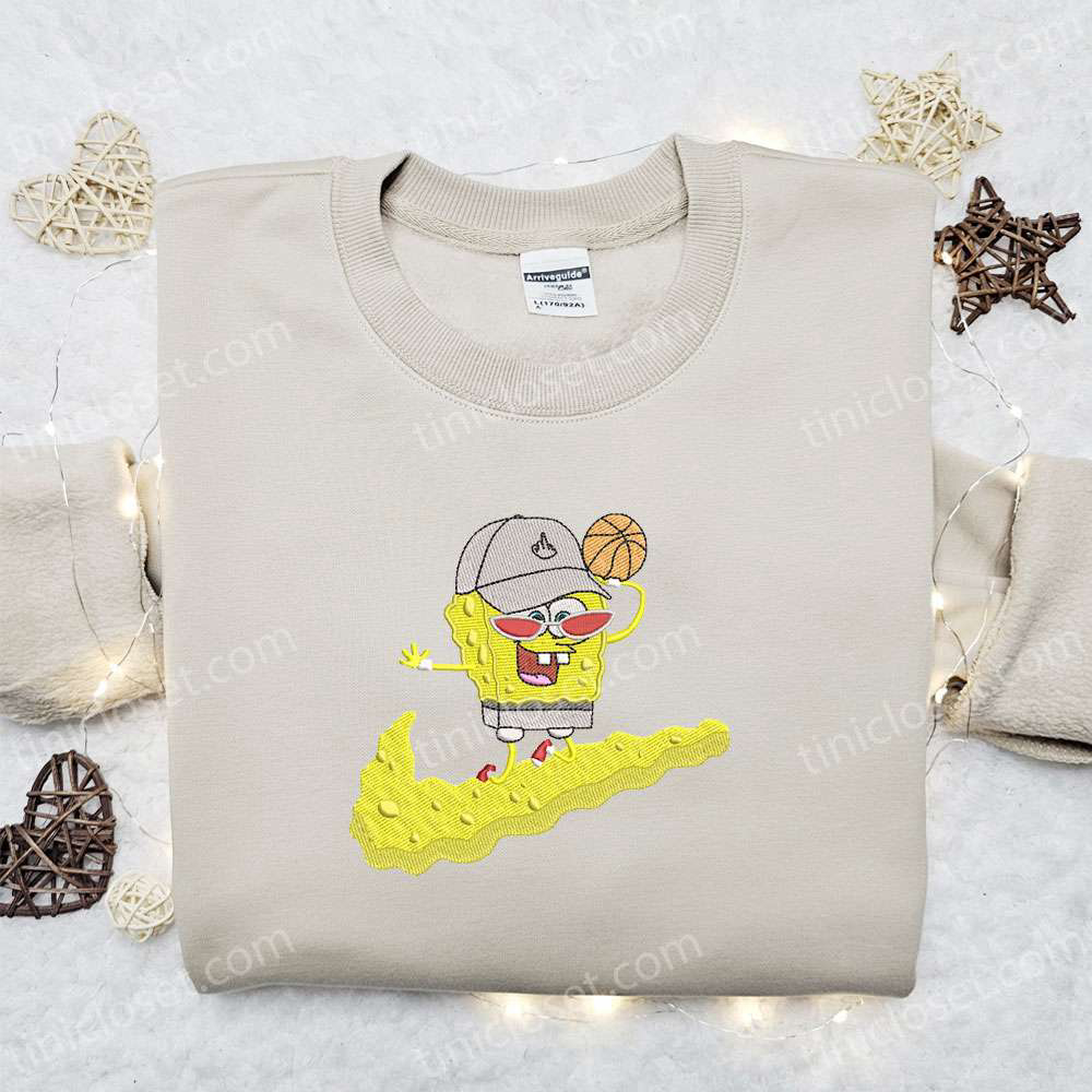 Cartoon Embroidered Hoodie & Shirt: SpongeBob Basketball x Nike & Disney Characters – Best Family Gift Ideas