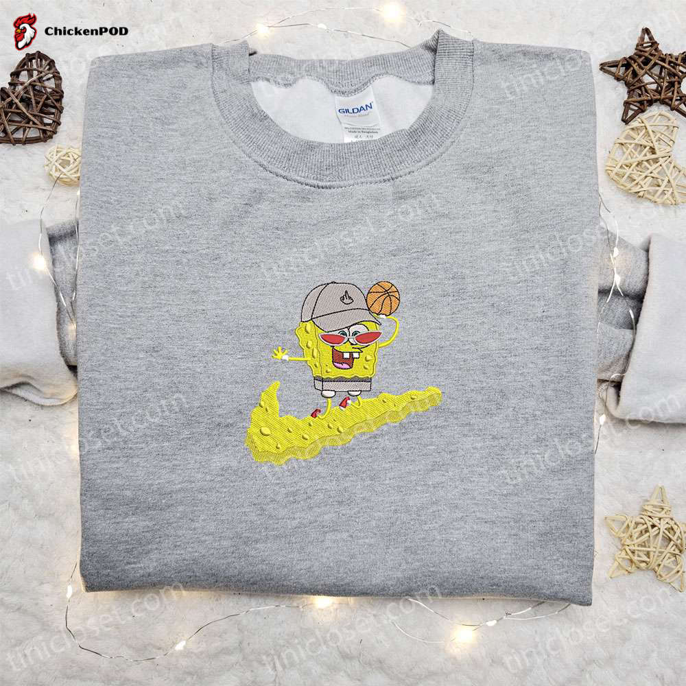 Cartoon Embroidered Hoodie & Shirt: SpongeBob Basketball x Nike & Disney Characters – Best Family Gift Ideas