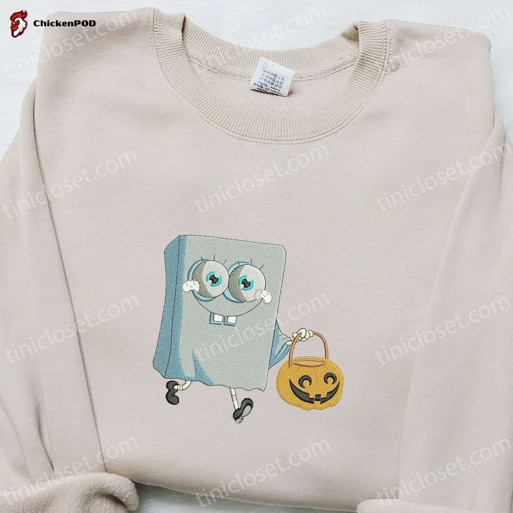 Spooky Cute: Baby Yoda Boo Ghost Embroidered Shirt & Hoodie – Top Halloween Gift Ideas