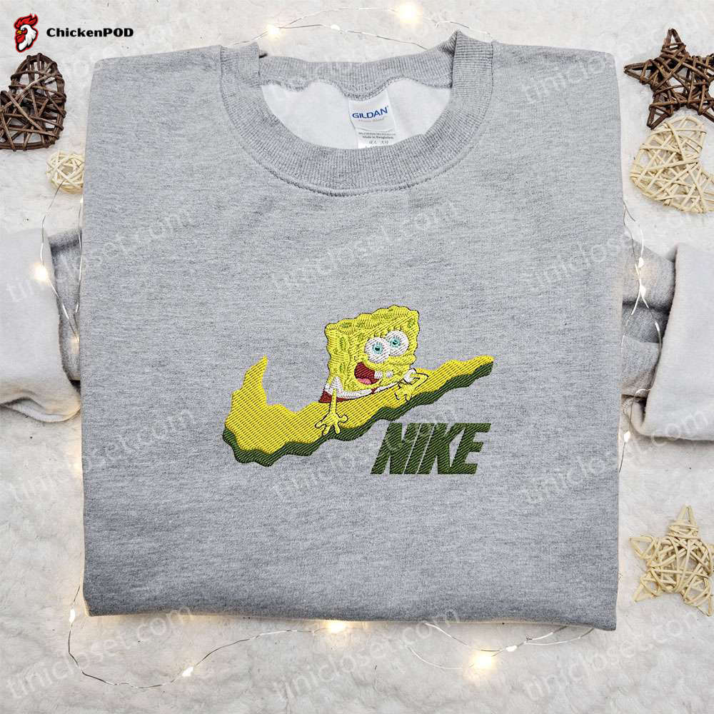 SpongeBob x Swoosh Cartoon Embroidered Sweatshirt & Disney Characters Shirt: Top Family Gift Ideas