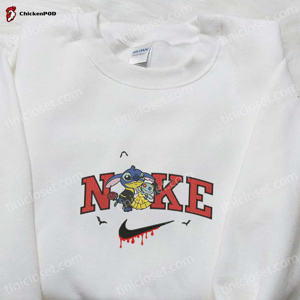 Spooky Stitch x Nike Embroidered Shirt: Funny Disney Characters T-shirt & Nike Inspired Sweatshirt