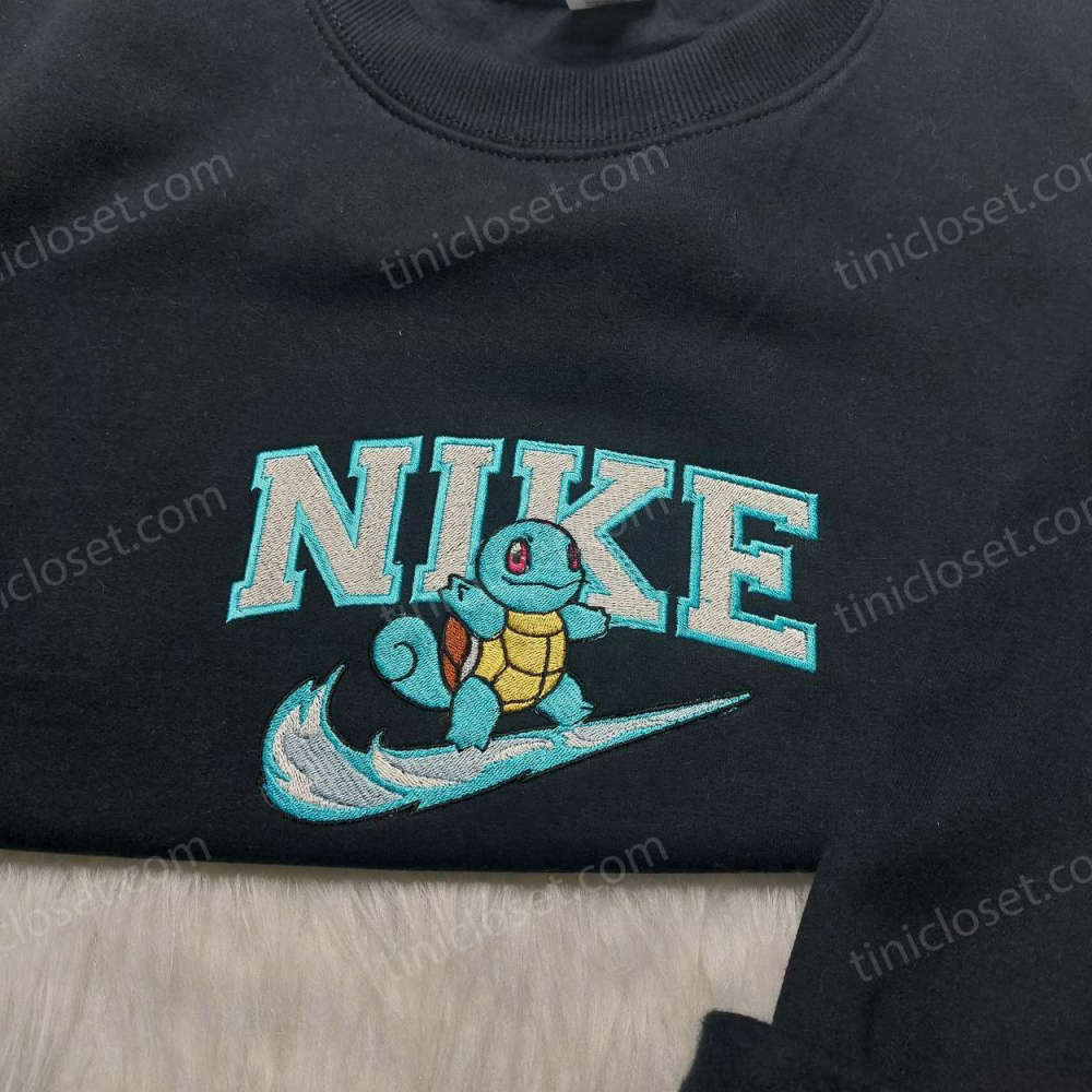 Get Your Squirtle Nike Embroidered Sweatshirt & Pokemon Shirt – Perfect Anime Fan Gifts