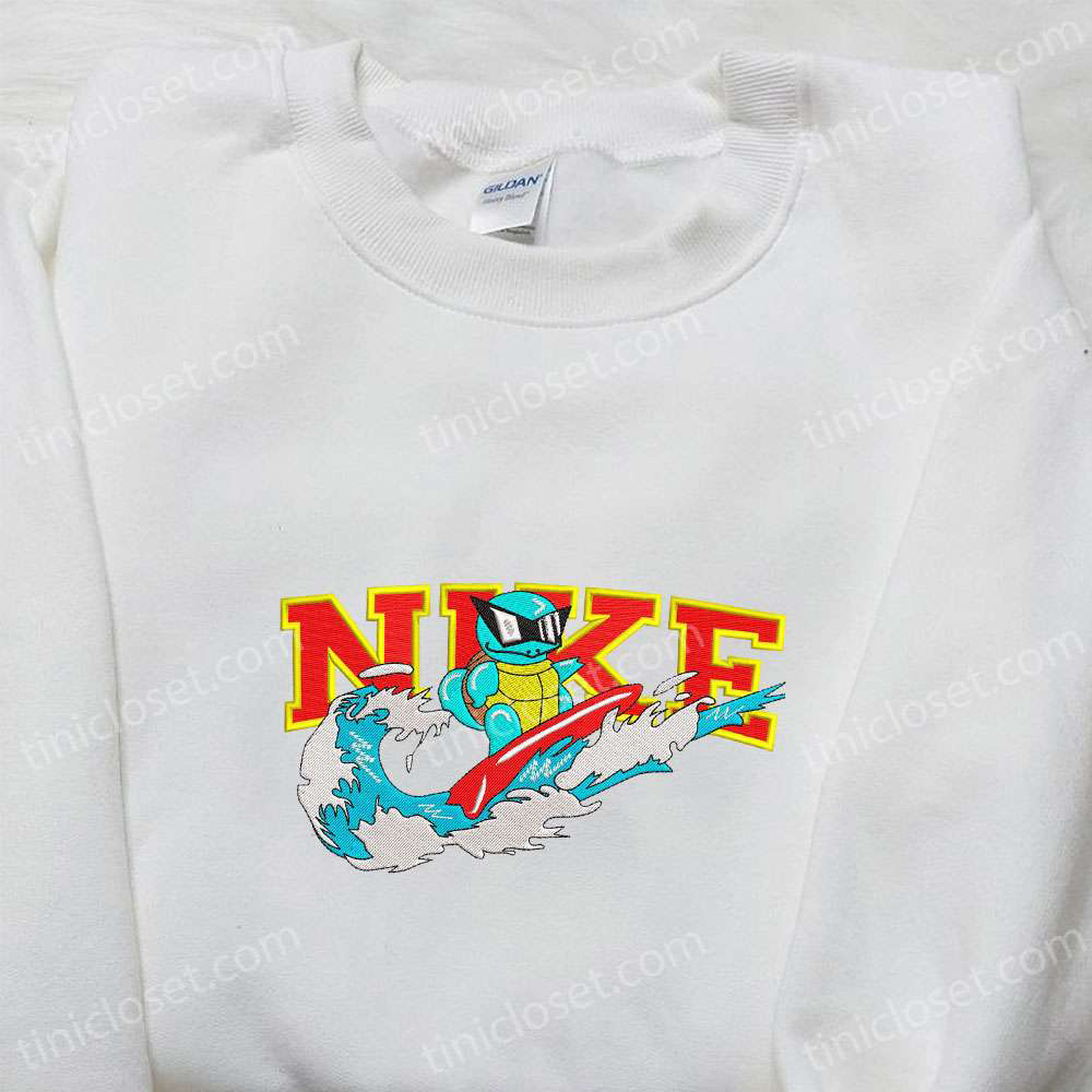 Surfing Squirtle x Nike Embroidered Sweatshirt – Pokemon Anime Shirt The Best Gift