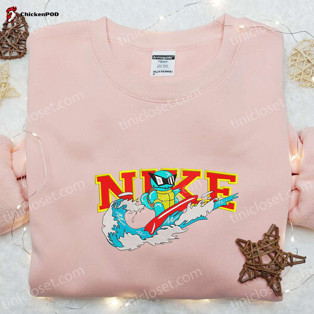 Surfing Squirtle x Nike Embroidered Sweatshirt – Pokemon Anime Shirt The Best Gift