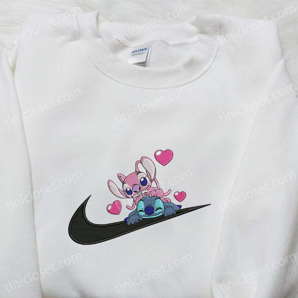 Disney Stitch Angel Couple Love Hoodie: Cartoon Embroidered Shirt Best Family Gift Ideas