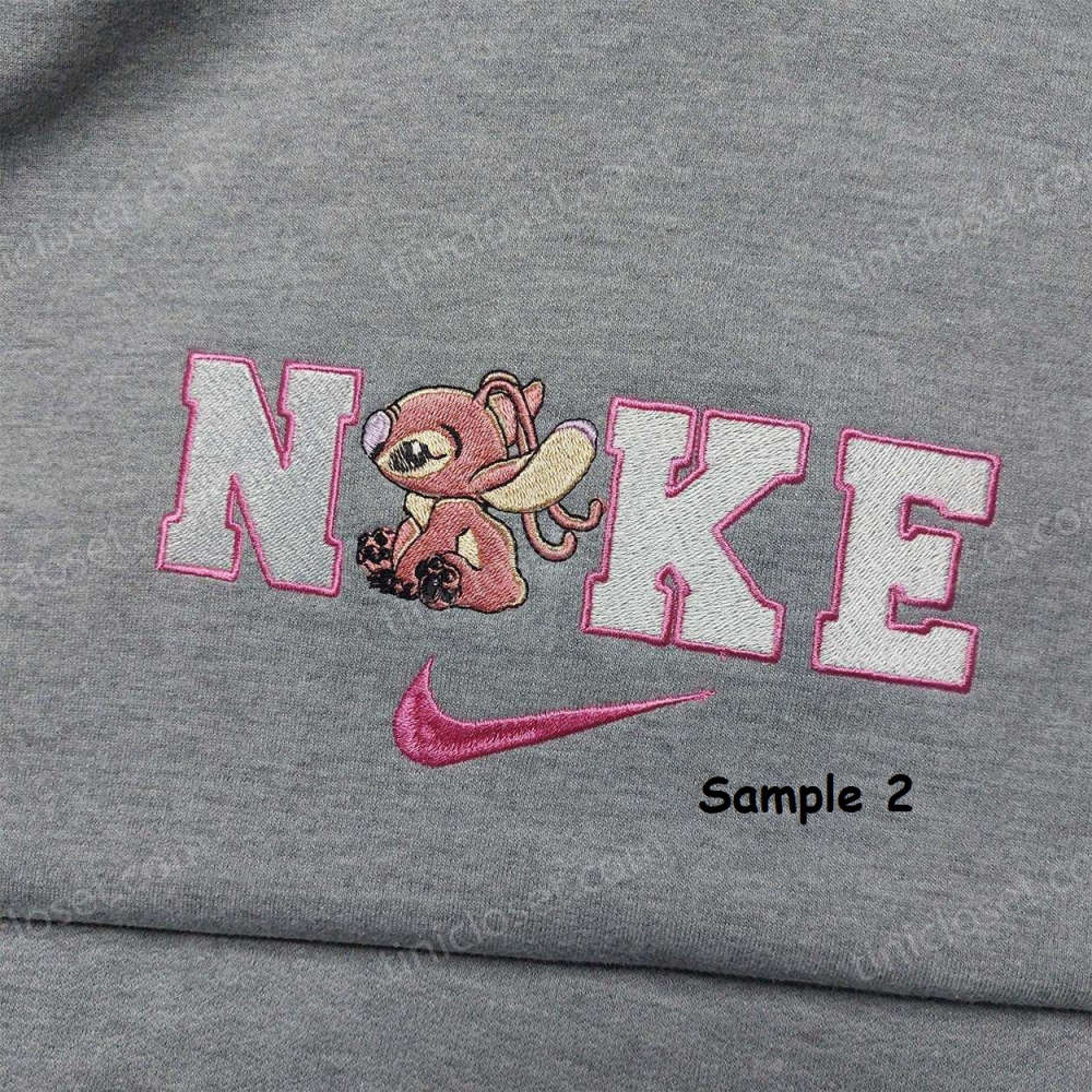 Stitch Angel Nike Embroidered Shirt – Customizable Couple Shirt for a Unique Style