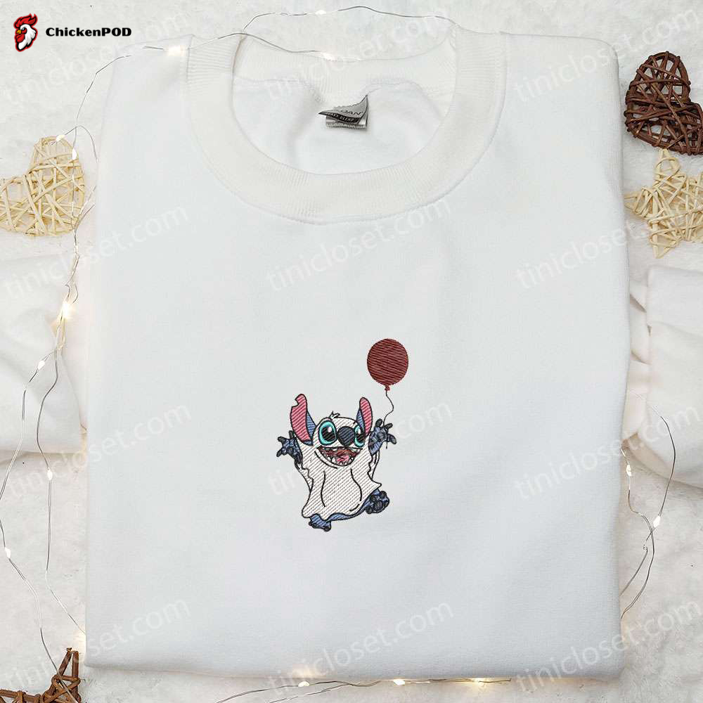 Spooky Stitch Ghost Balloon Embroidered Hoodie & T-shirt – Best Halloween Gift Ideas