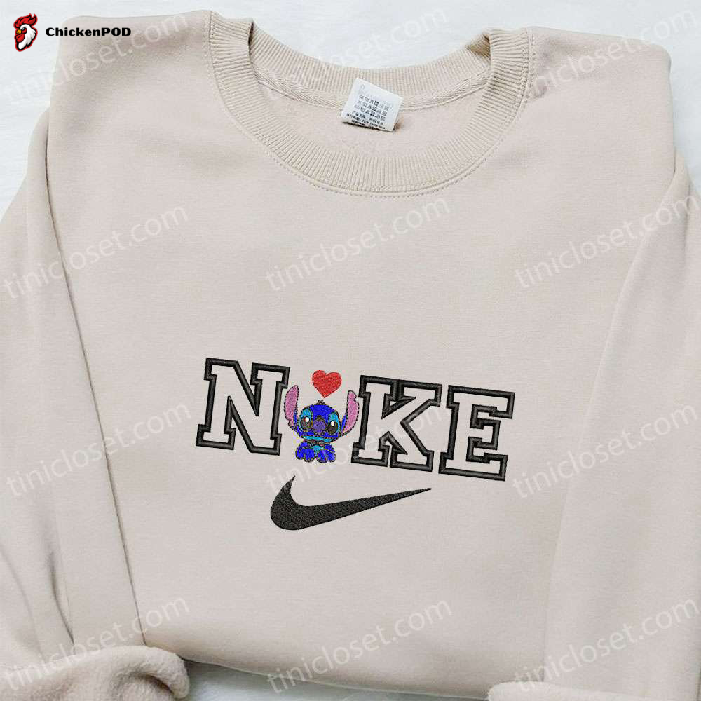 Stitch Heart x Nike Embroidered Shirt Hoodie & Sweatshirt: Valentine’s Day Nike Inspired Embroidery