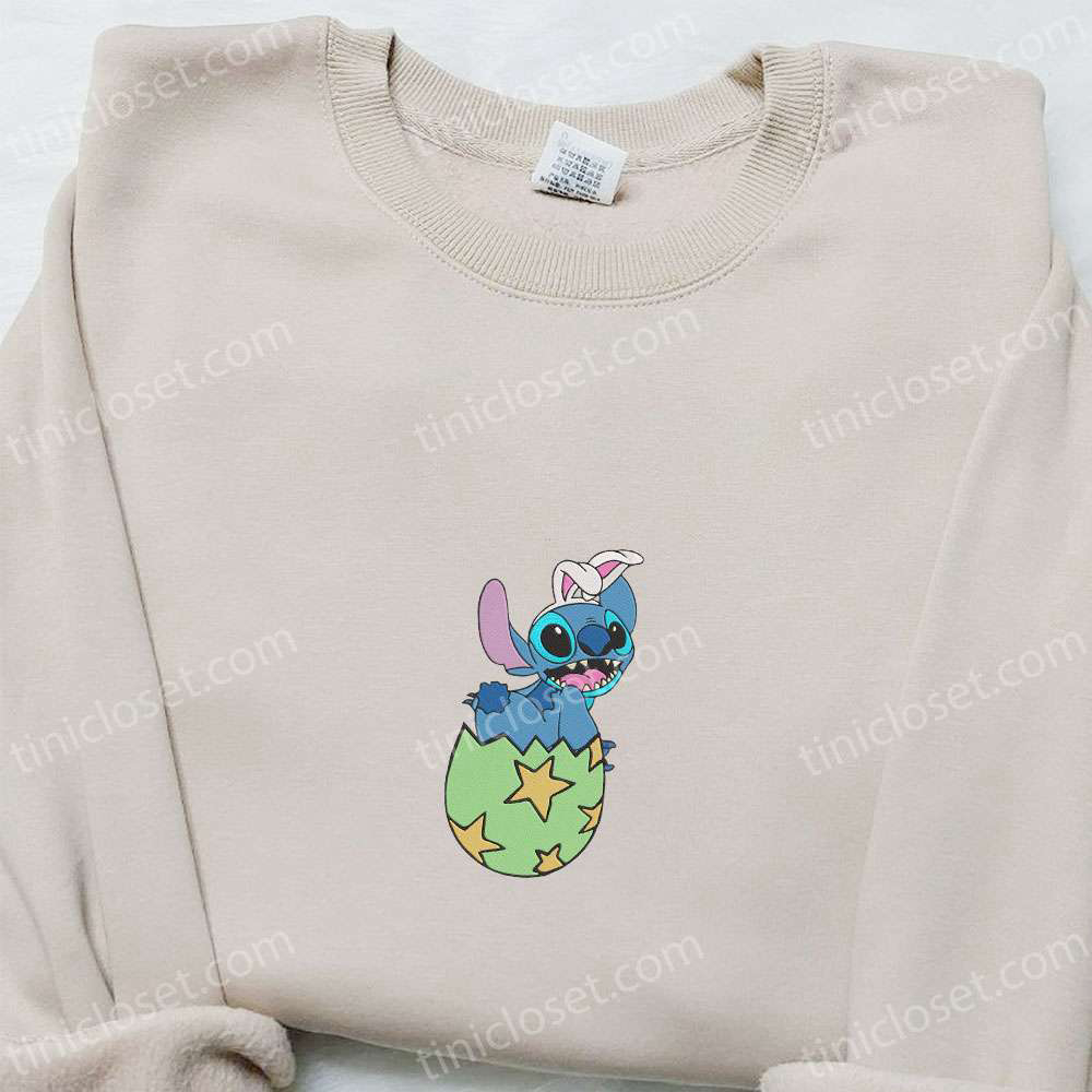 Stitch Easter Egg Embroidered Shirt & Disney Characters Hoodie: Unique Thanksgiving Gift Ideas