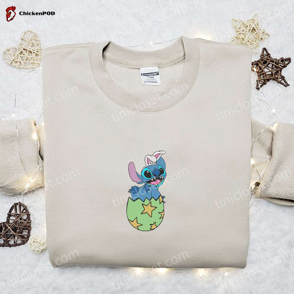 Stitch Easter Egg Embroidered Shirt & Disney Characters Hoodie: Unique Thanksgiving Gift Ideas