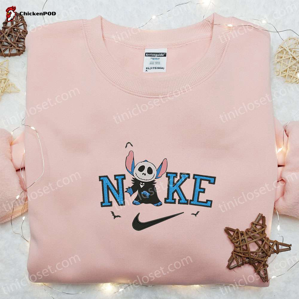 Nike x Stitch Cartoon Embroidered Sweatshirt: Disney Characters Hoodie Perfect Family Gift