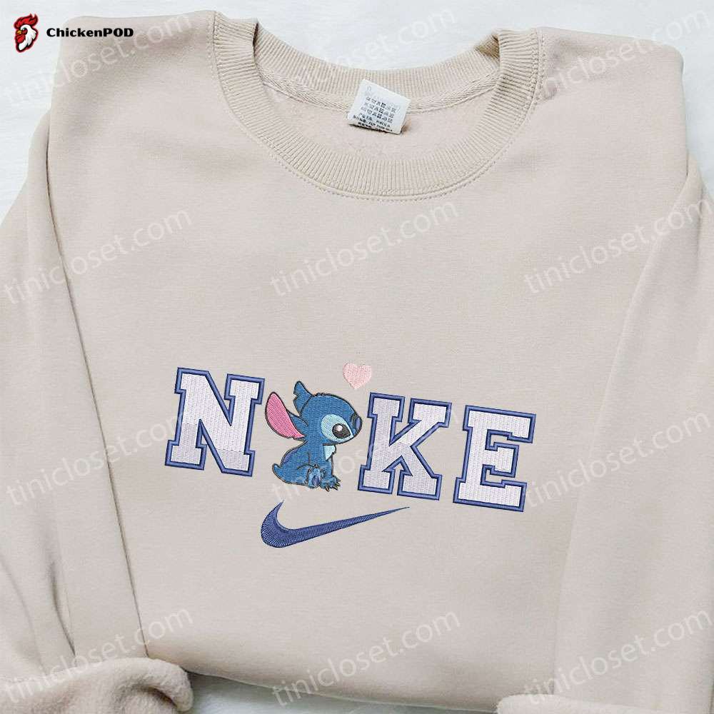 Stitch x Nike Cartoon Embroidered Sweatshirt: Nike Inspired Hoodie Perfect Family Gift