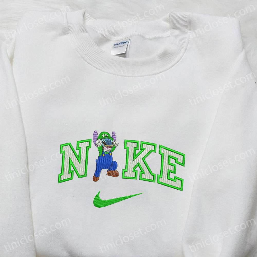 Disney Characters Embroidered Hoodie: Stitch Luigi x Nike Cartoon Sweatshirt – Best Birthday Gift Ideas