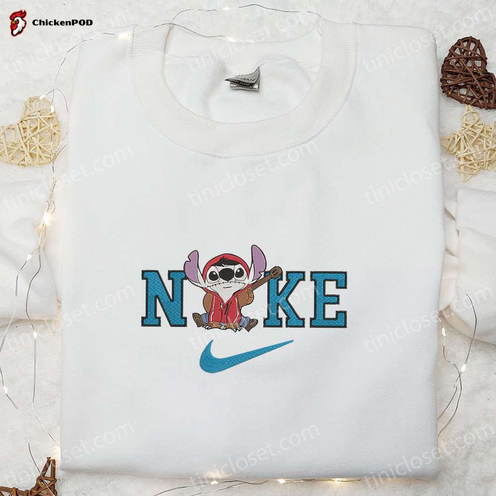 Stitch Miguel x Nike Embroidered Shirt: Funny Disney Characters T-Shirt & Nike Inspired Sweatshirt