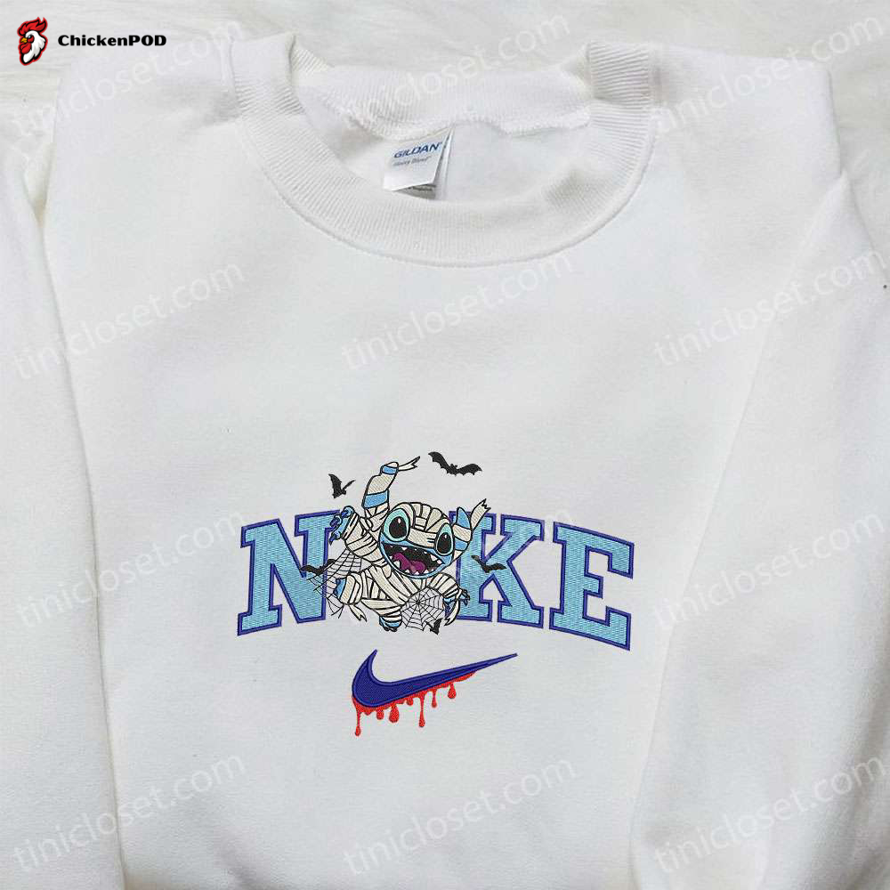 Spooky Stitch Mummy x Nike Embroidered Shirt Halloween Sweatshirt Disney Characters T-shirt