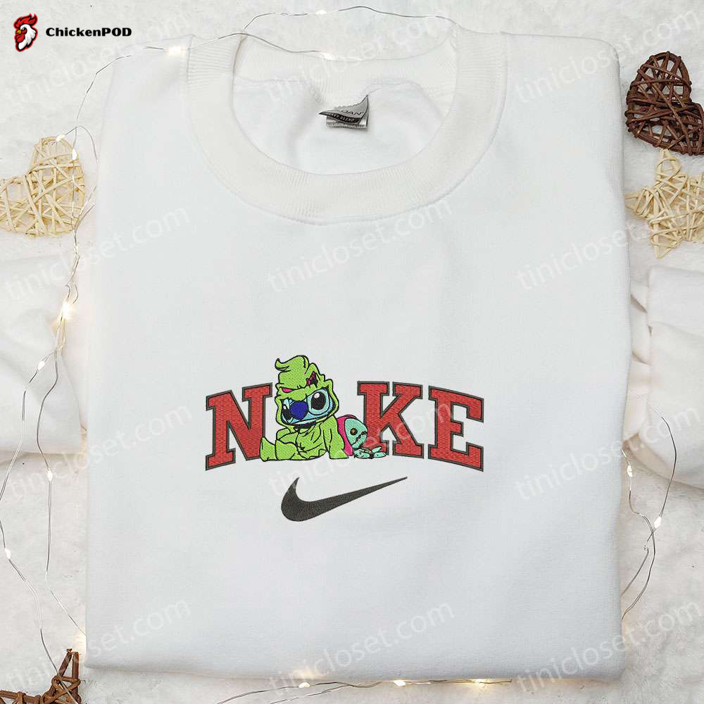 Stitch Miguel x Nike Embroidered Shirt: Funny Disney Characters T-Shirt & Nike Inspired Sweatshirt