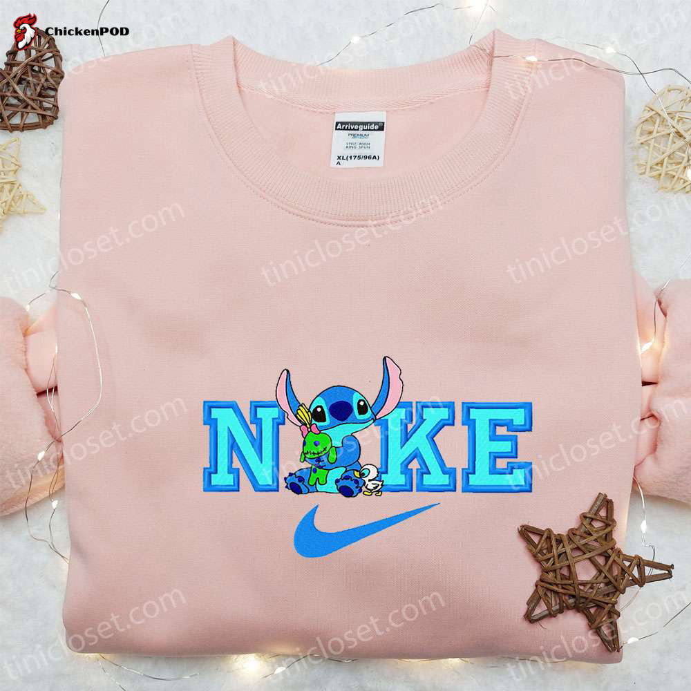 Stitch Ice Cream x Nike Cartoon Embroidered Sweatshirt: Best Nike Inspired Hoodie for Family Perfect Gift Idea