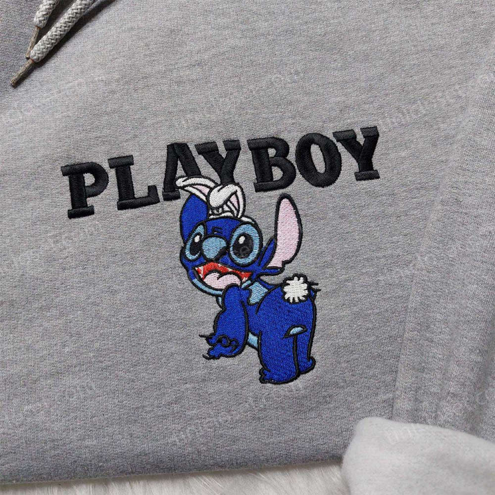 Playboy & Disney Embroidered Apparel: Stitch Shirt Sweatshirt & Cute Hoodie