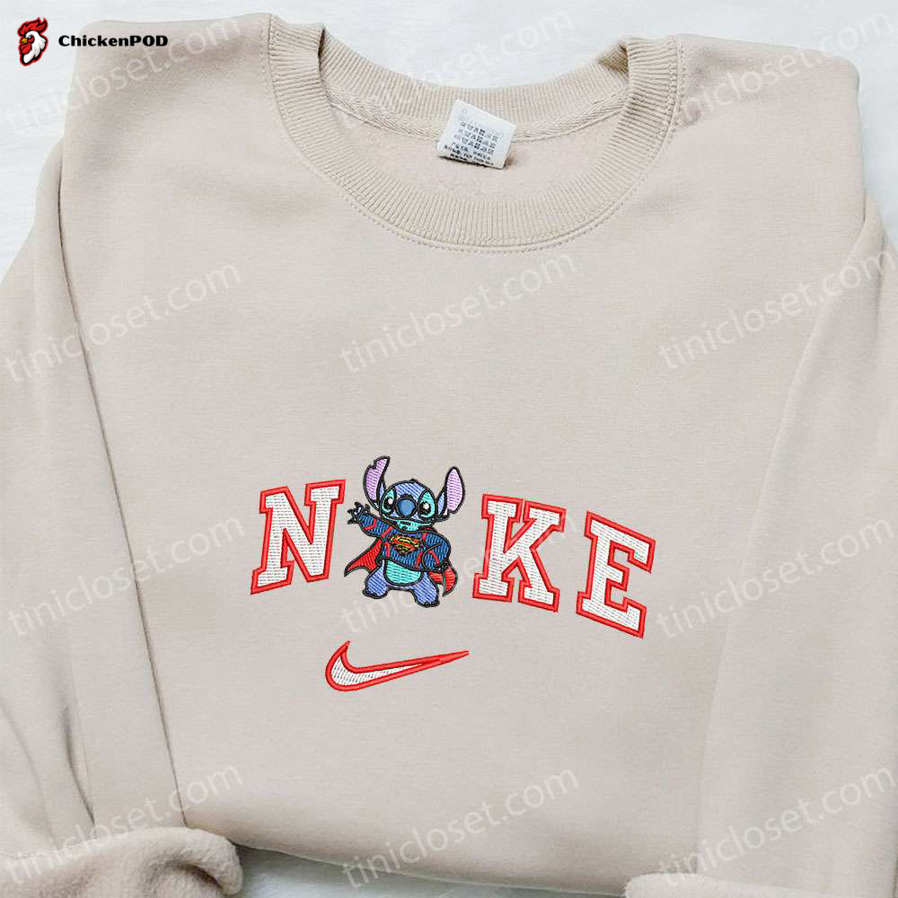 Exclusive Stitch Gingerbread Candy Canes x Nike Embroidered Shirt Disney Characters Hoodie & Christmas Sweatshirt