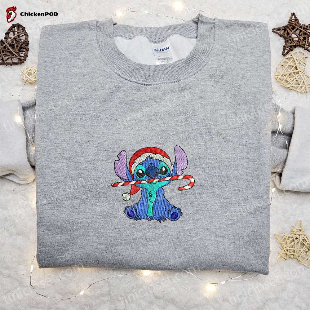 Stitch Naughty or Nice Candy Cane Embroidered Shirt & Disney Characters Hoodie – Best Christmas Gifts for Family