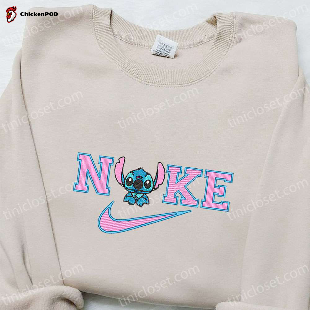 Stitch x Nike Cartoon Embroidered Sweatshirt Disney Characters Hoodie – Perfect Family Gift