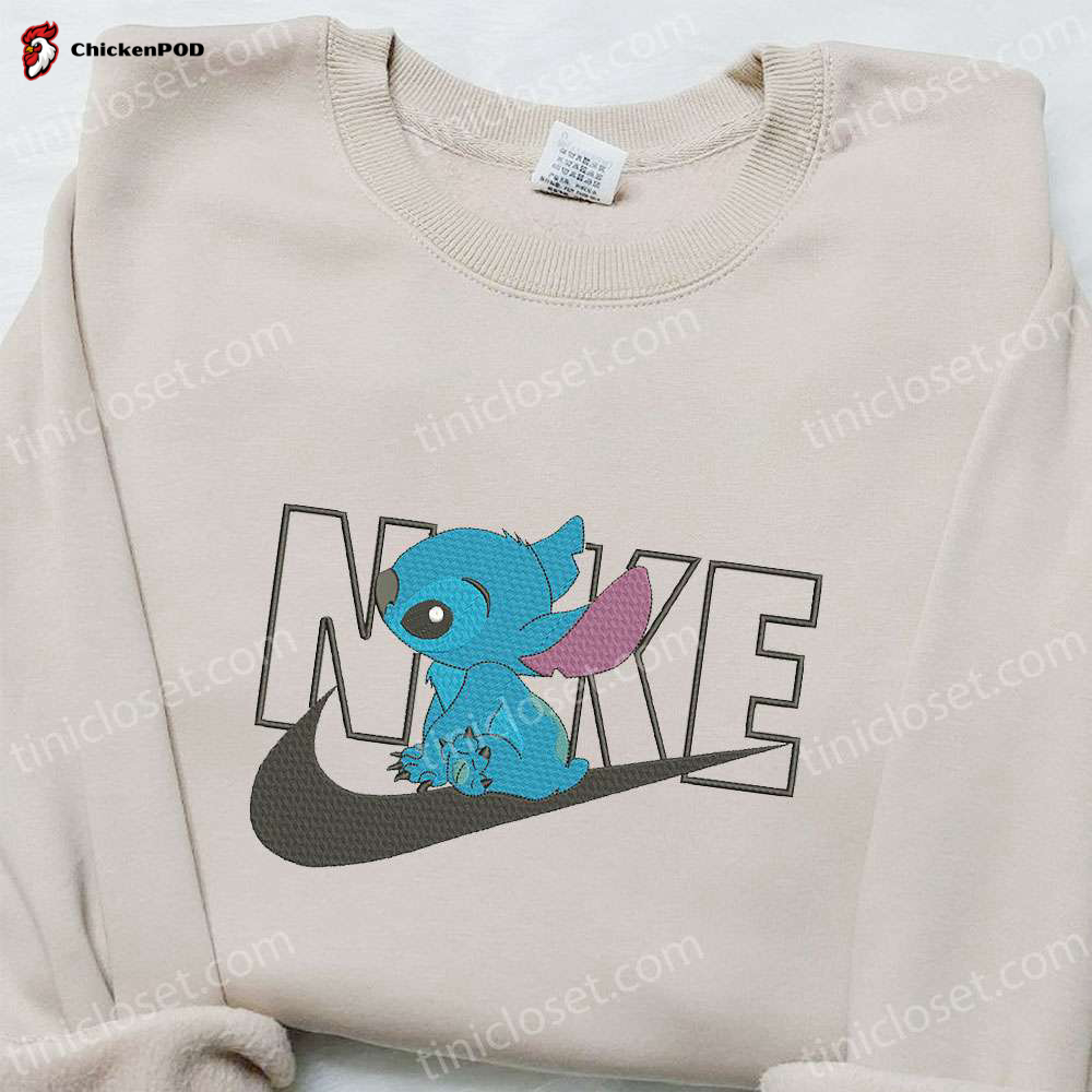 Cartoon Embroidered Sweatshirt: Stitch x Nike & Disney Characters – Custom Shirt