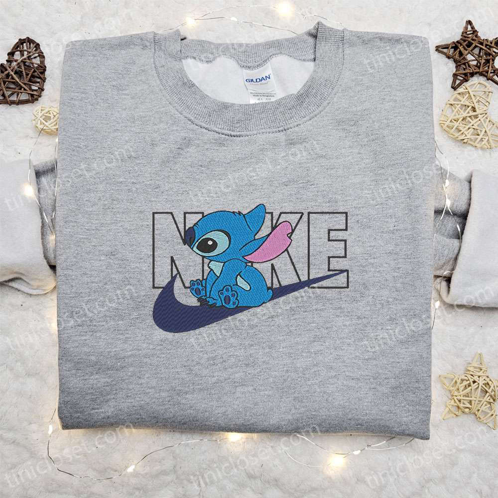 Stitch x Nike Cartoon Embroidered Sweatshirt & Disney Characters T-shirt: Best Family Gift Ideas