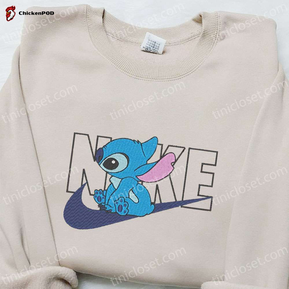 Stitch x Nike Cartoon Embroidered Sweatshirt & Disney Characters T-shirt: Best Family Gift Ideas