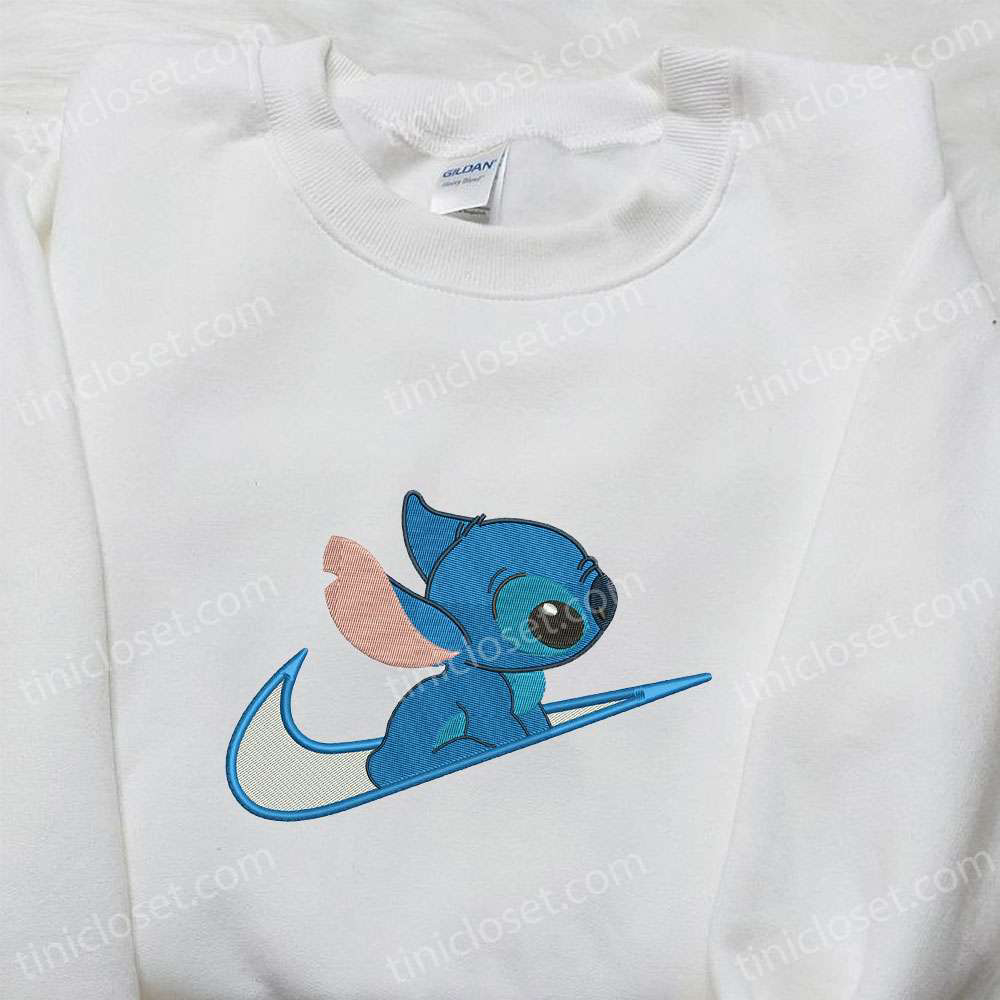 Disney Characters Hoodie & Shirt: Stitch x Swoosh Cartoon Embroidered – Best Family Gift Ideas