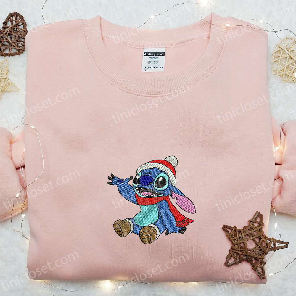 Stitch Xmas Embroidered Shirt & Disney Characters Hoodie – Perfect Christmas Gifts for Family