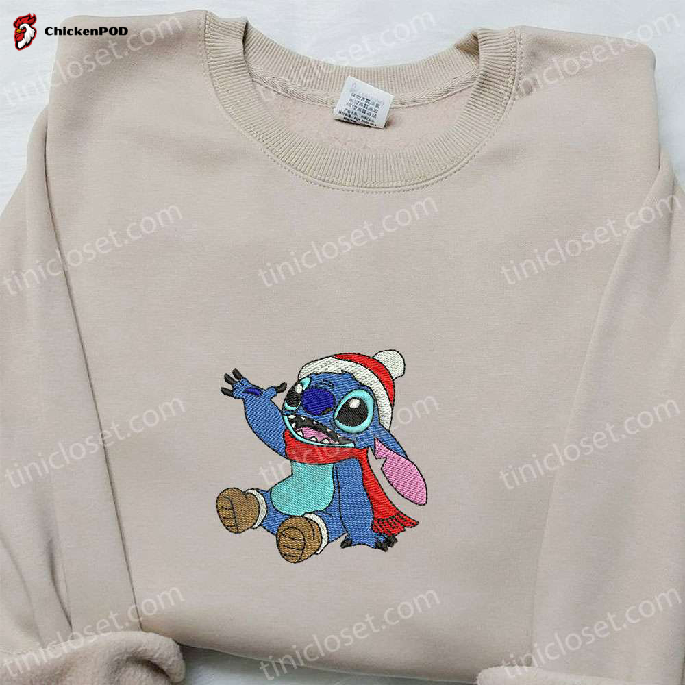 Festive Disney Characters Embroidered Hoodie & Christmas Lights Shirt – Perfect Holiday Apparel