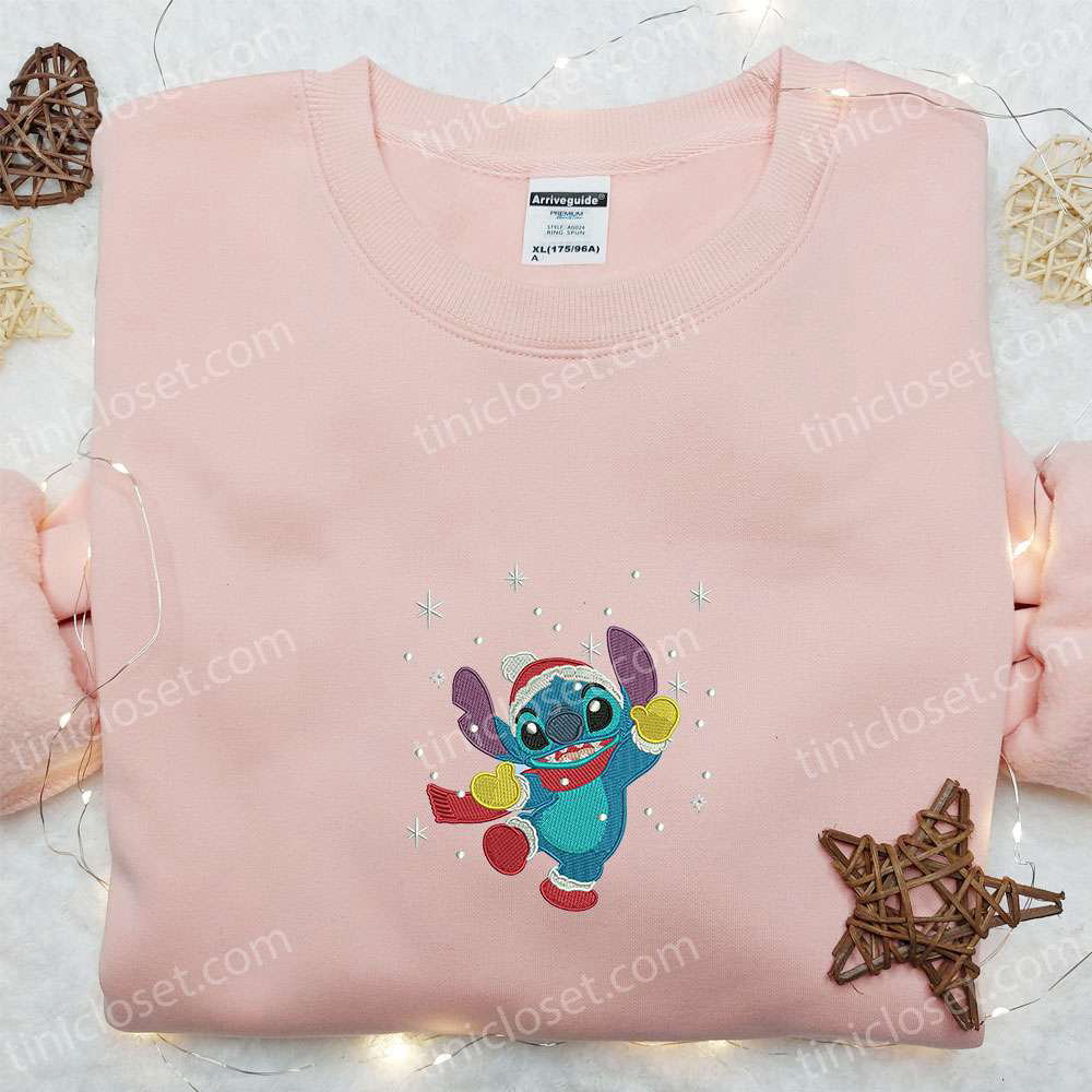 Stitch Xmas Winter Embroidered Shirt & Disney Characters Hoodie – Festive Christmas Apparel