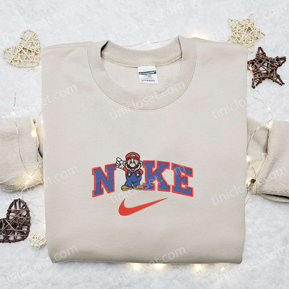 Super Mario x Nike Embroidered Sweatshirt: Best Gift Idea for Family with Nike-Inspired Embroidered Shirt