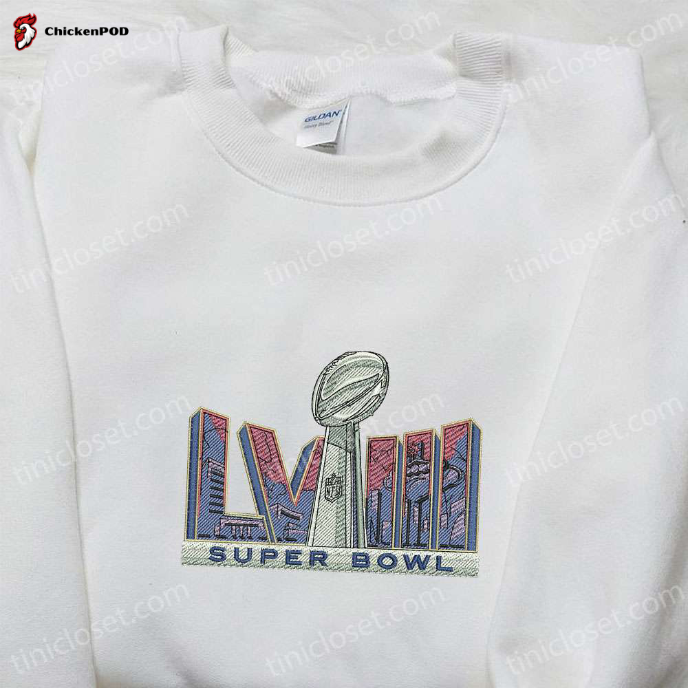 Superbowl LVIII Trophy Embroidered Shirt & NFL Sports Hoodie: Perfect Gift Idea for Football Fans!