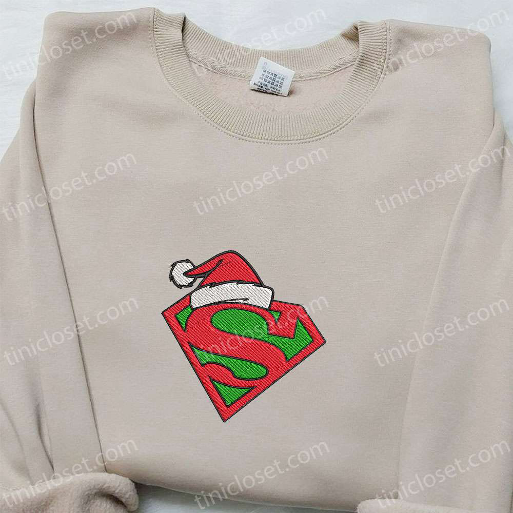 Superman Logo Christmas Hat Shirt & Embroidered Hoodie – Best Family Gifts