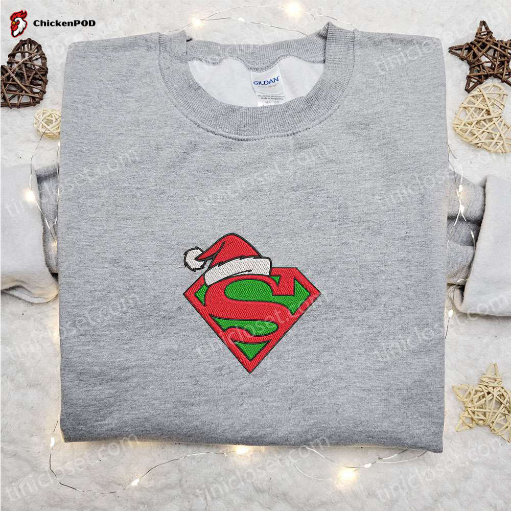 Superman Logo Christmas Hat Shirt & Embroidered Hoodie – Best Family Gifts